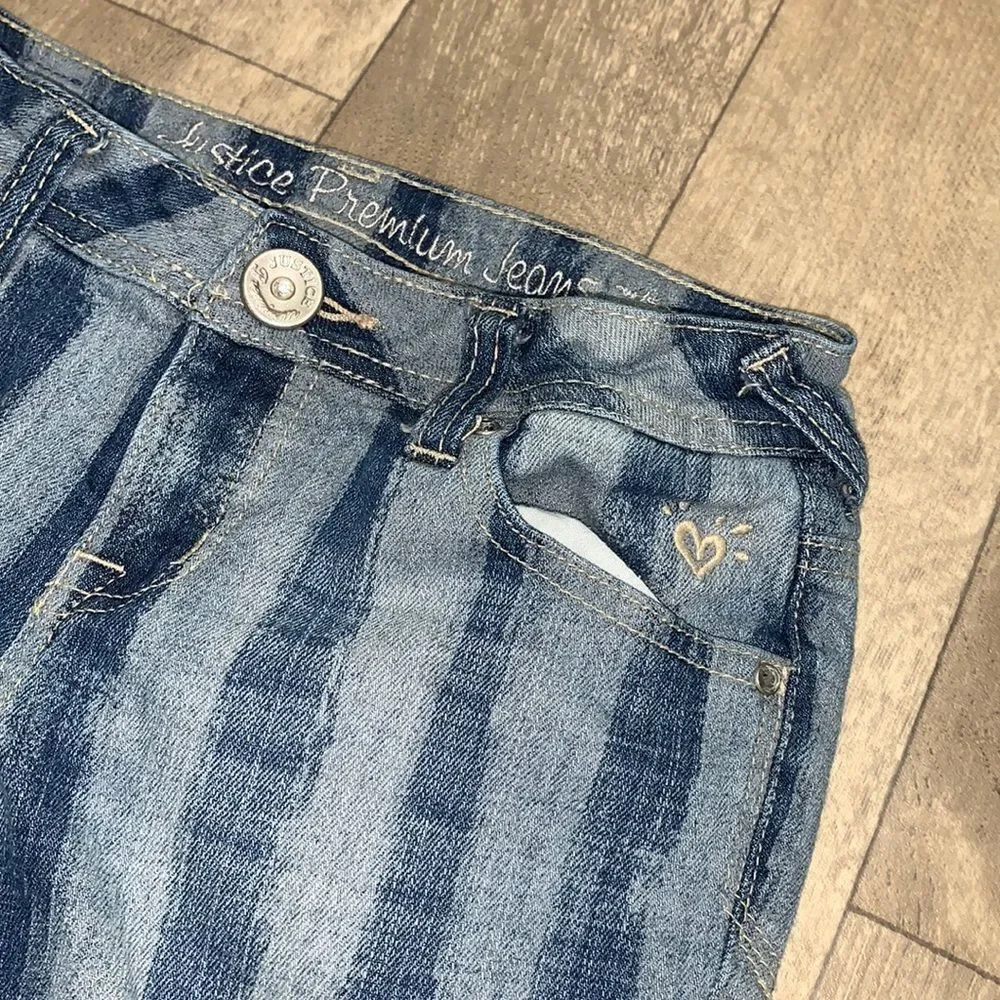 Girls Justice Premium Striped Straight Jeans‎